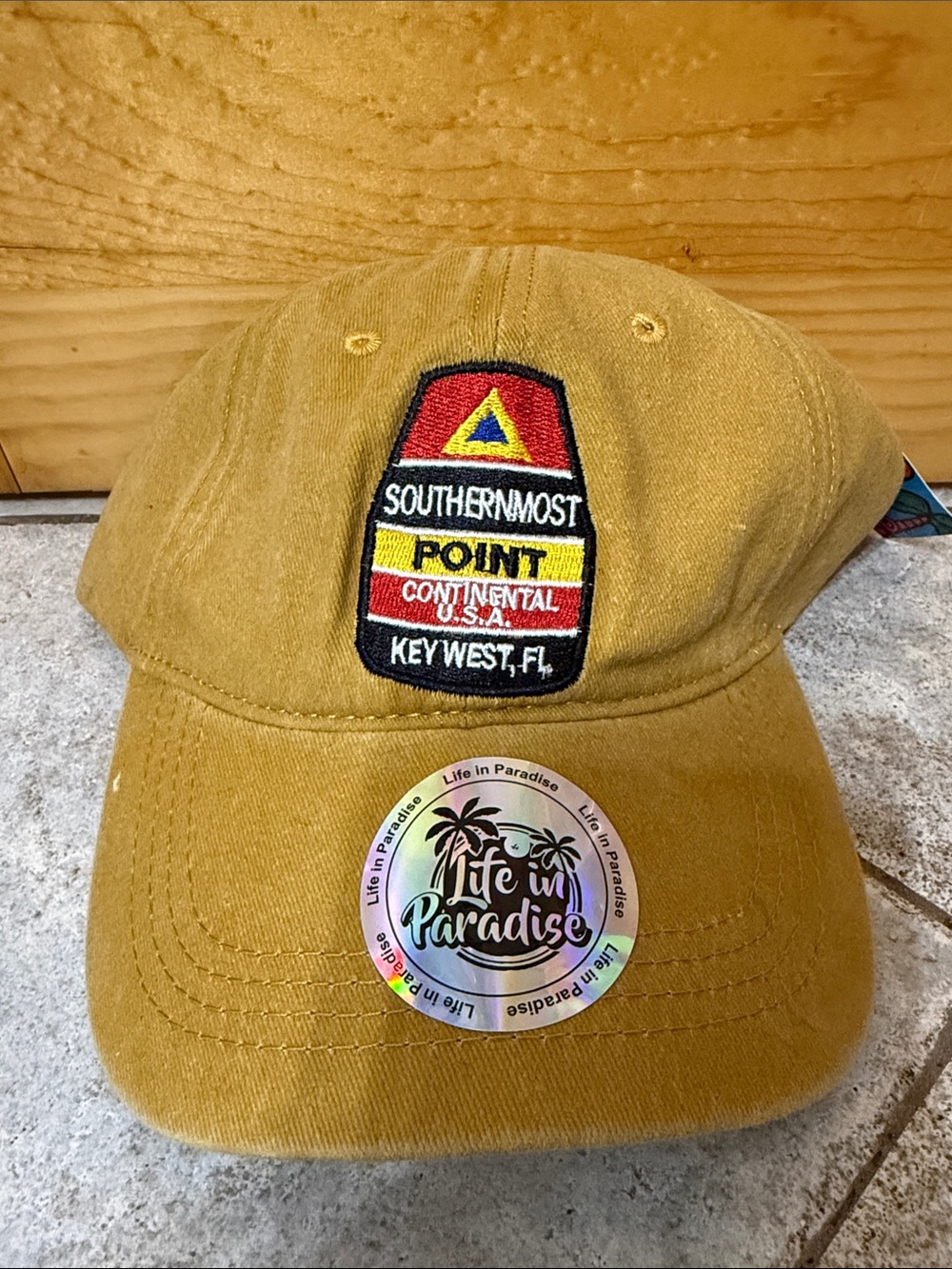Kids Mustard Yellow Baseball Cap with Southernmost Point Patch